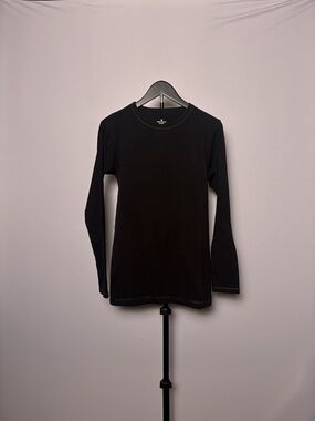 Hush Puppies Long Sleeve T-Shirt Black Size L Cotton Spandex Crew Neck